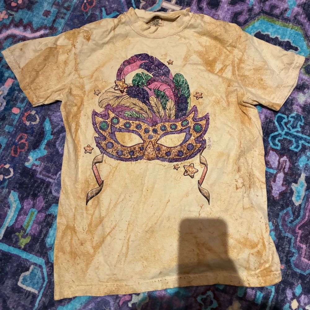 Comfort Colors Mardi Gras Tee with Mask Design